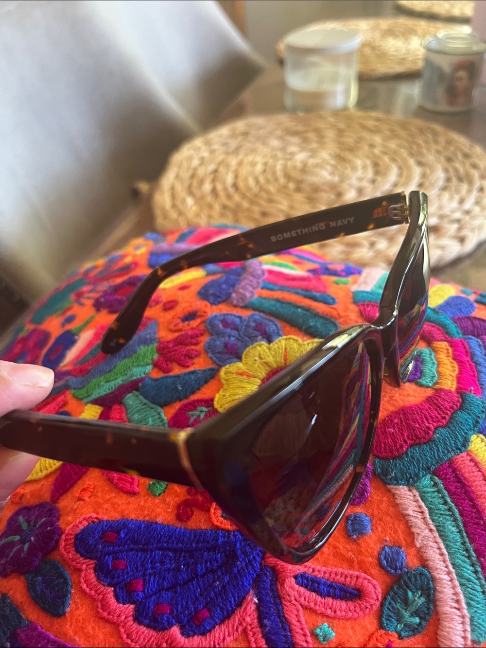 Something Navy Tortoiseshell Cat-Eye Sunglasses — Brown Frame, Dark Lenses